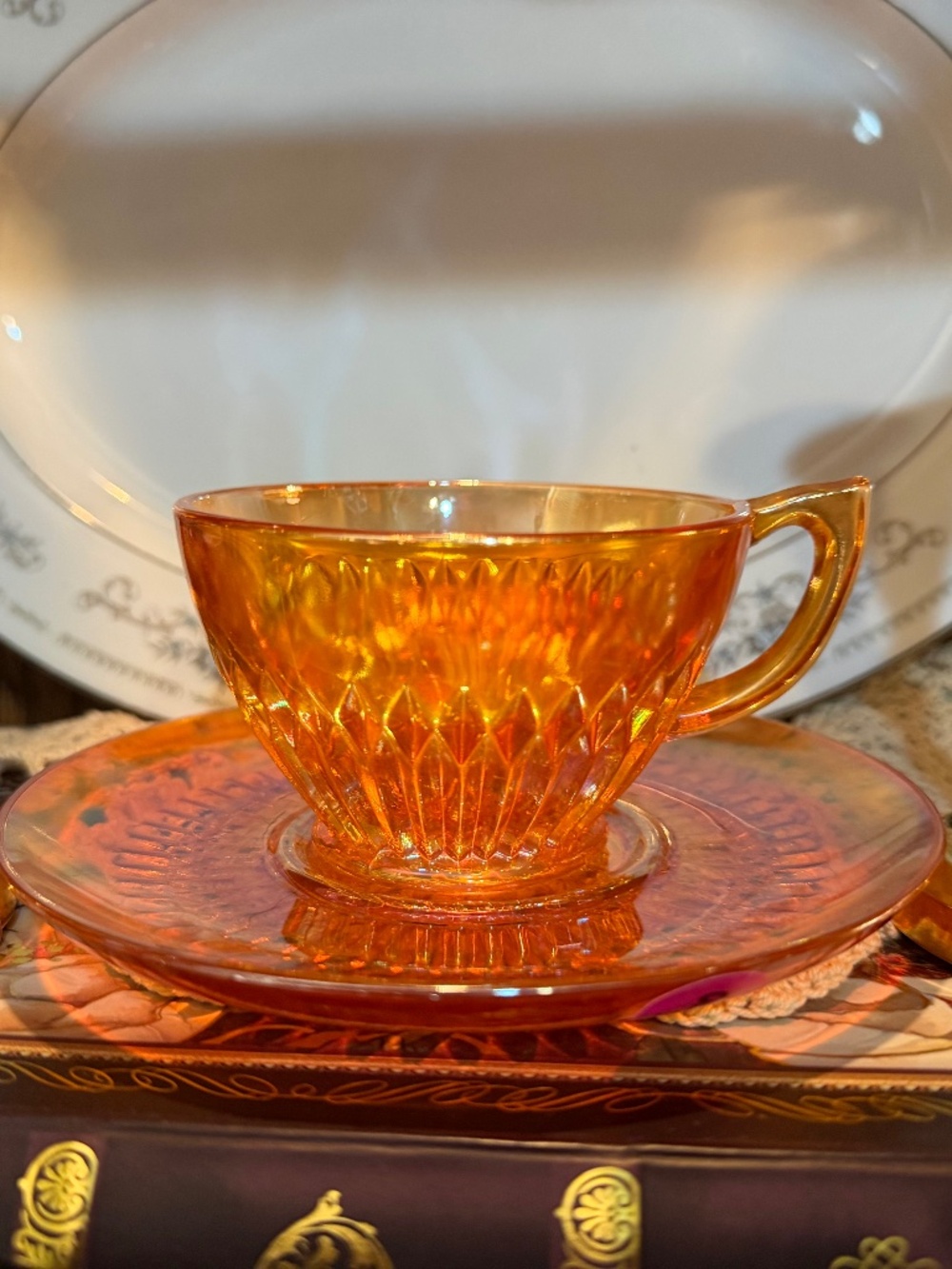 Jeanette Glass Teacup and saucer